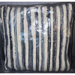 Nourison Mina Victory Home Accents Woven Denim Blue Throw Pillow 22" X 22" DL001